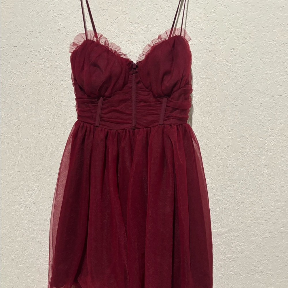 Elegant Burgundy Lace Chemise